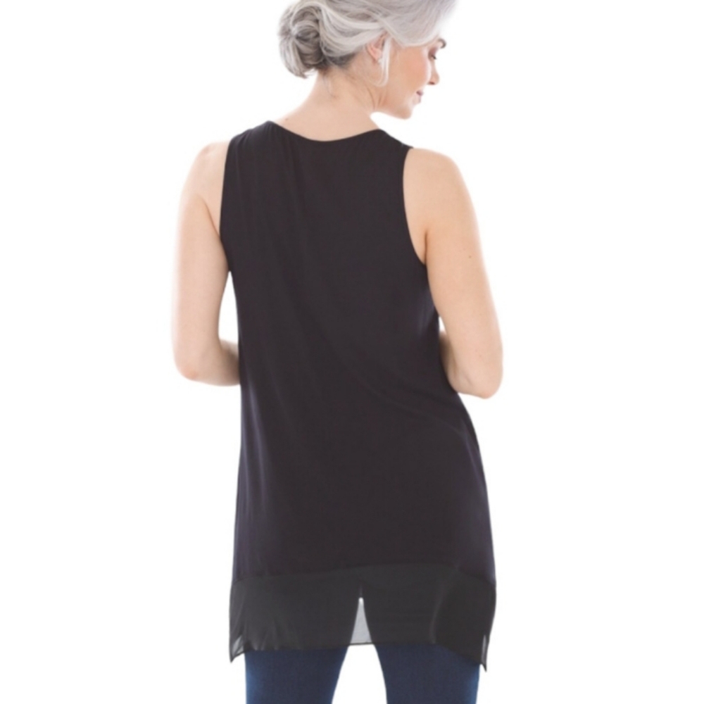 Soma Chiffon Trim Sleeveless Tunic Top in Black Size Small-NWT - Picture 2 of 8